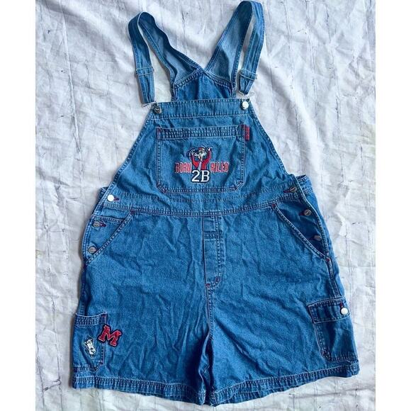 RARE Vintage Women’s Size 18/20 Jerry Leigh Maxine Denim Bib Overalls Shorts - Picture 1 of 8